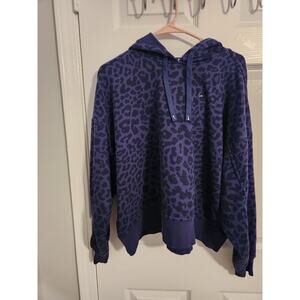 Nike Women's Cropped Hoodie Blue Leopard Print XL
